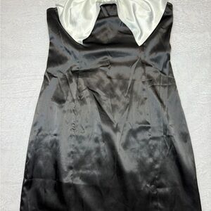 Size 4 Elegant Black and White Satin Dress